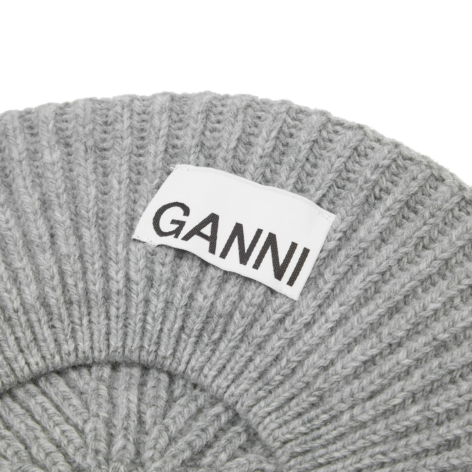 Baretka GANNI Structured Rib Knit Beret Šedá | A4430-921, 1