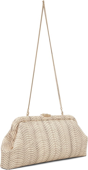 Kabelka Jimmy Choo Skylar Snakeskin-Effect Chain Strap Frame Clutch Béžová | SKYLAR, 2