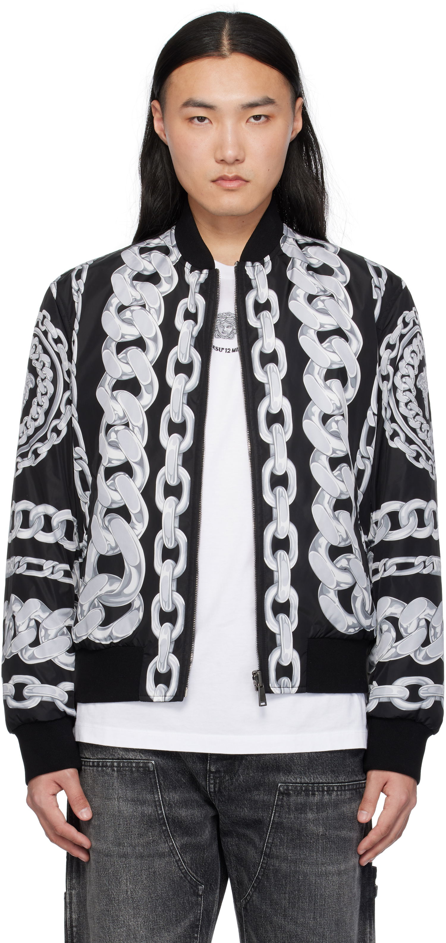 Bomber bunda Versace Versace Medusa Chains Reversible Bomber Jacket Čierna | 1018824_1A13441, 0