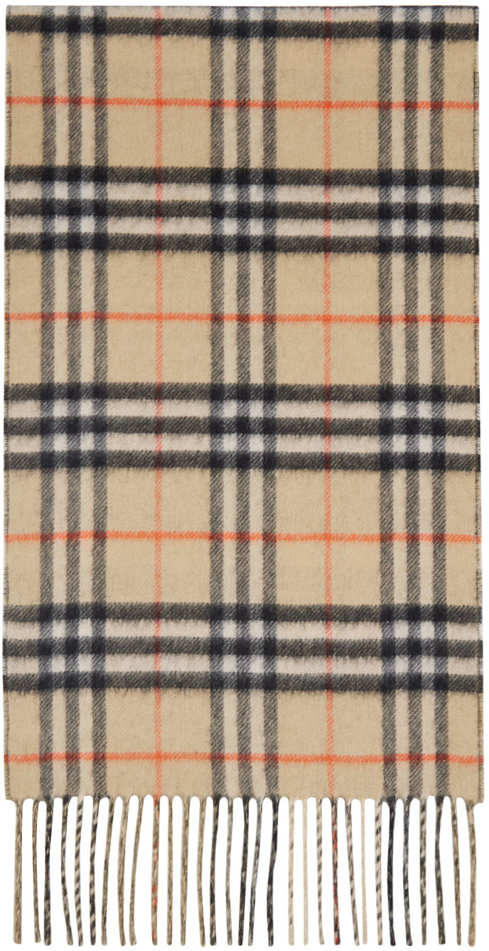 Šál Burberry Reversible Check Cashmere Scarf Béžová | 8095702, 0