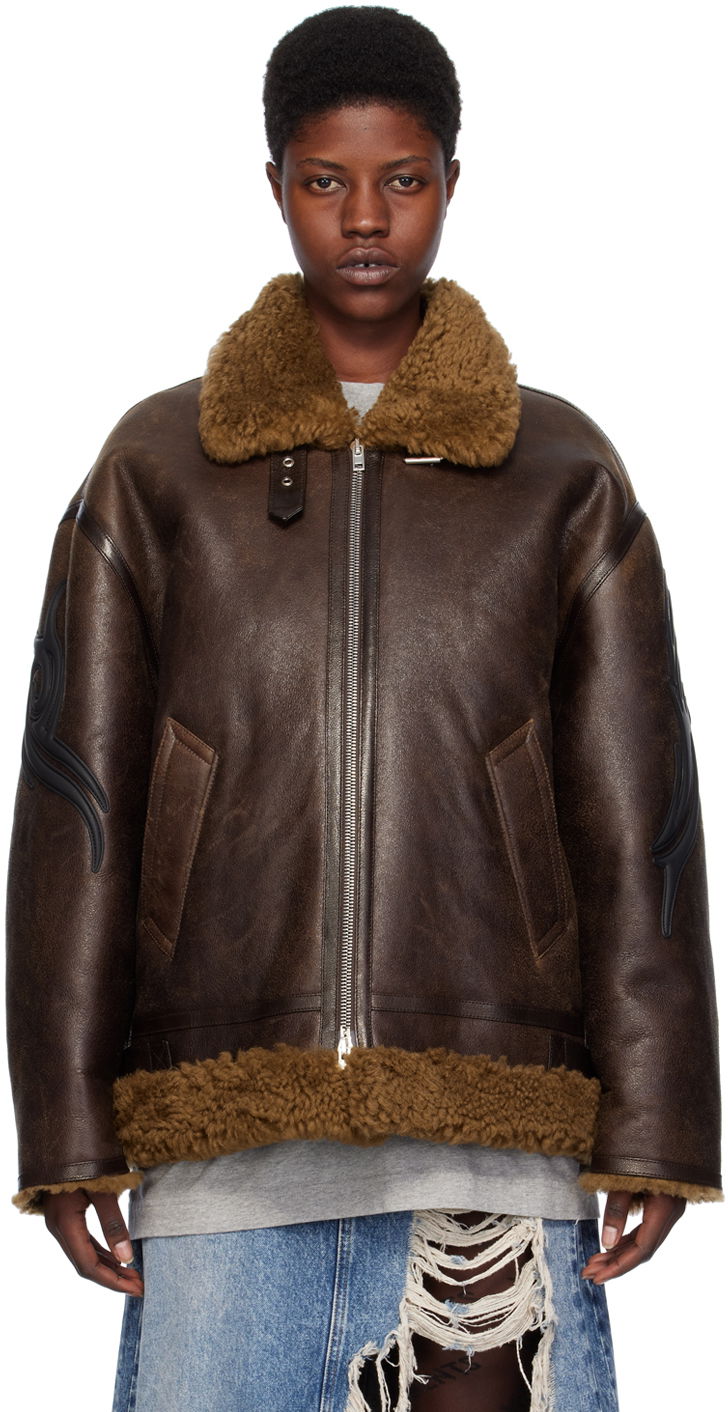 Bomber bunda VETEMENTS Graphic Shearling Jacket Hnedá | UE64JA920O, 0