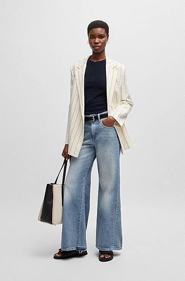 Džínsy BOSS Comfort-Stretch Flared Leg Jeans Modrá | 50538580, 1