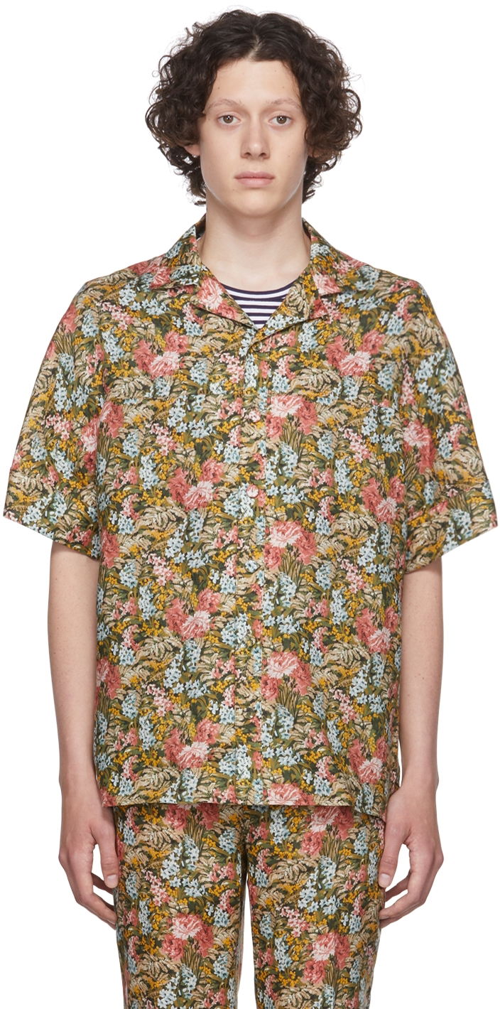 Košeľa Erdem Floral-Print Short Sleeve Shirt Zelené | MV22_503MLFL PHILIP SHIRT, 0