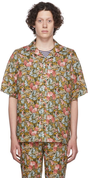 Košeľa Erdem Floral-Print Short Sleeve Shirt Zelené | MV22_503MLFL PHILIP SHIRT, 0