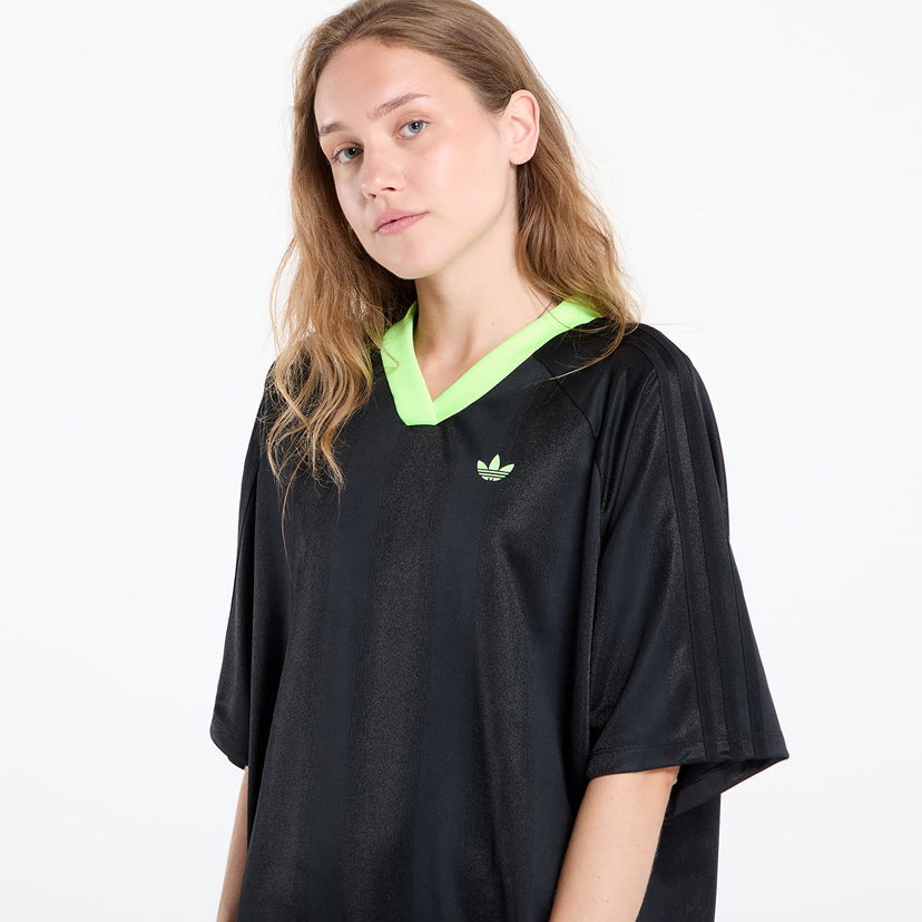 Šaty adidas Originals Adicolor Football Jacquard Oversize Dress Black/ Signal Green Čierna | KB8152