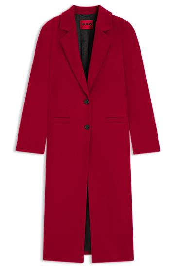 Kabáty BOSS Relaxed-fit Single-Breasted Long Wool Blend Coat Červená | 50547691