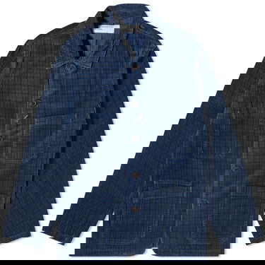 Bunda Universal Works Houndstooth Cord Bakers Chore Jacket, Size Small Modrá | P2917-NVY, 1