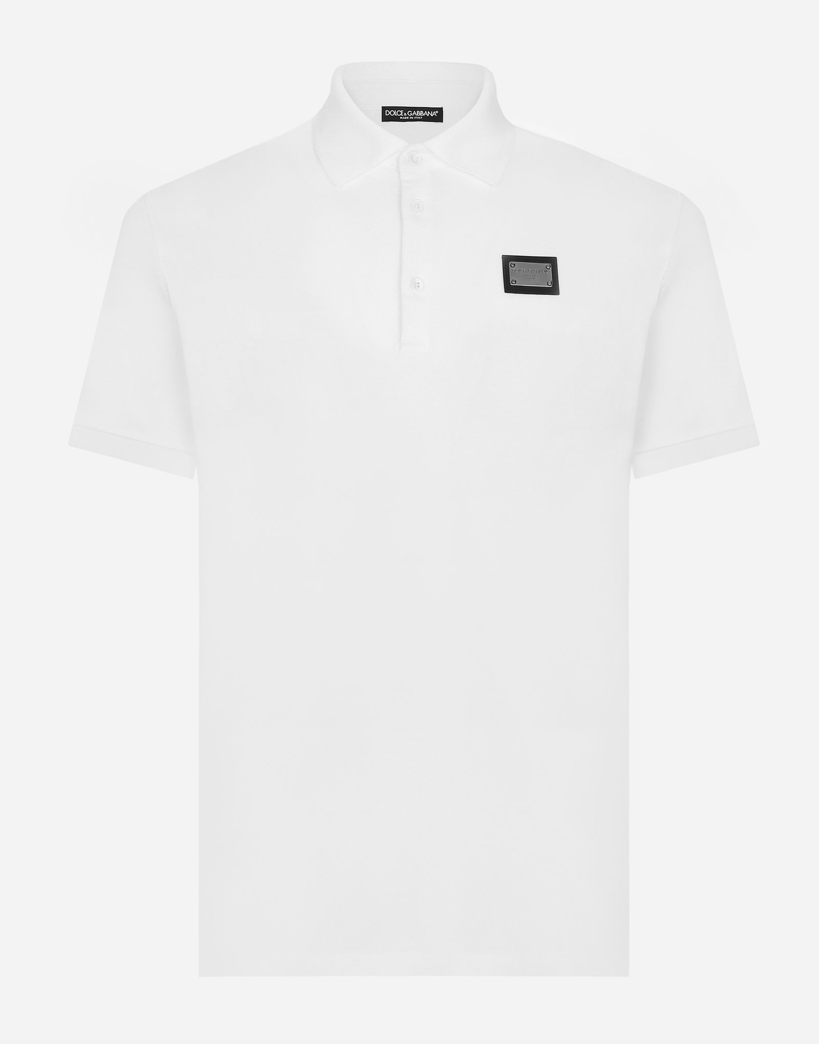 Cotton Piqué Polo-shirt With Branded Tag