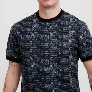 Tričko Emporio Armani EA7 Emporio Armani All-Over Logo Print T-Shirt Čierna | 7M000208-AF12874-UC001, 2