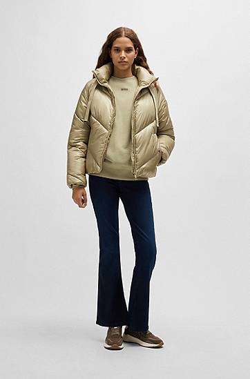 Prešívaná bunda BOSS Water-Repellent Puffer Jacket with Drawcords Zelené | 50527808, 1
