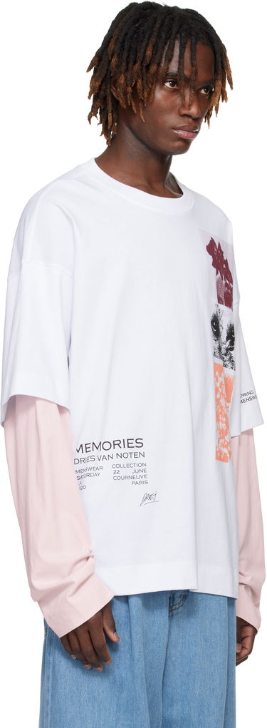 Tričko Dries Van Noten Dries Van Noten Long Sleeve Show T-Shirt Biela | 251-021119-1603, 1