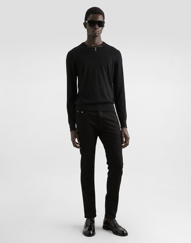 Sveter Dolce & Gabbana Dolce & Gabbana Silk Round-Neck Sweater with Jewel Detail Čierna | GXX02ZJBW05N0000, 1