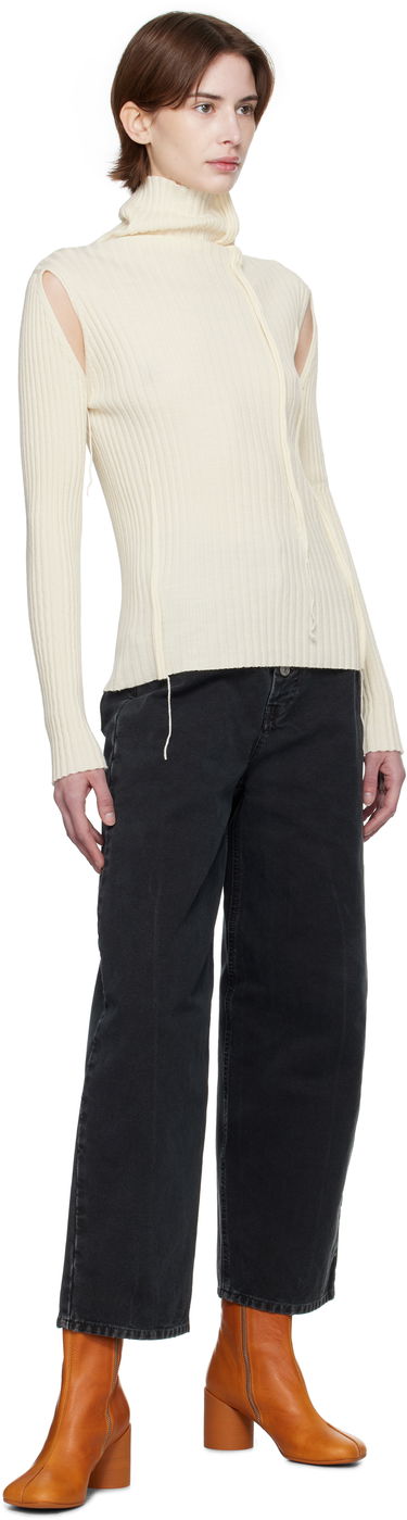 Sveter Maison Margiela MM6 Maison Margiela Darted Rib Knit Turtleneck Top Biela | S52HA0294 M13087, 3
