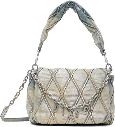 Taška cez rameno Diesel Metallic Denim Shoulder Bag With Charms Modrá | X09596 P6809, 0
