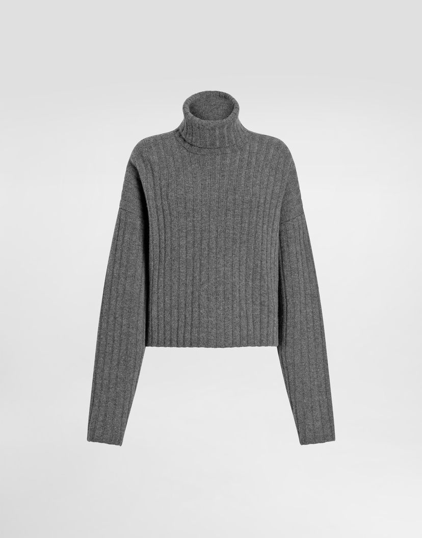 Sveter Dolce & Gabbana Dolce & Gabbana Cashmere Turtleneck Pullover Šedá | FXW49ZJBW0SN5822