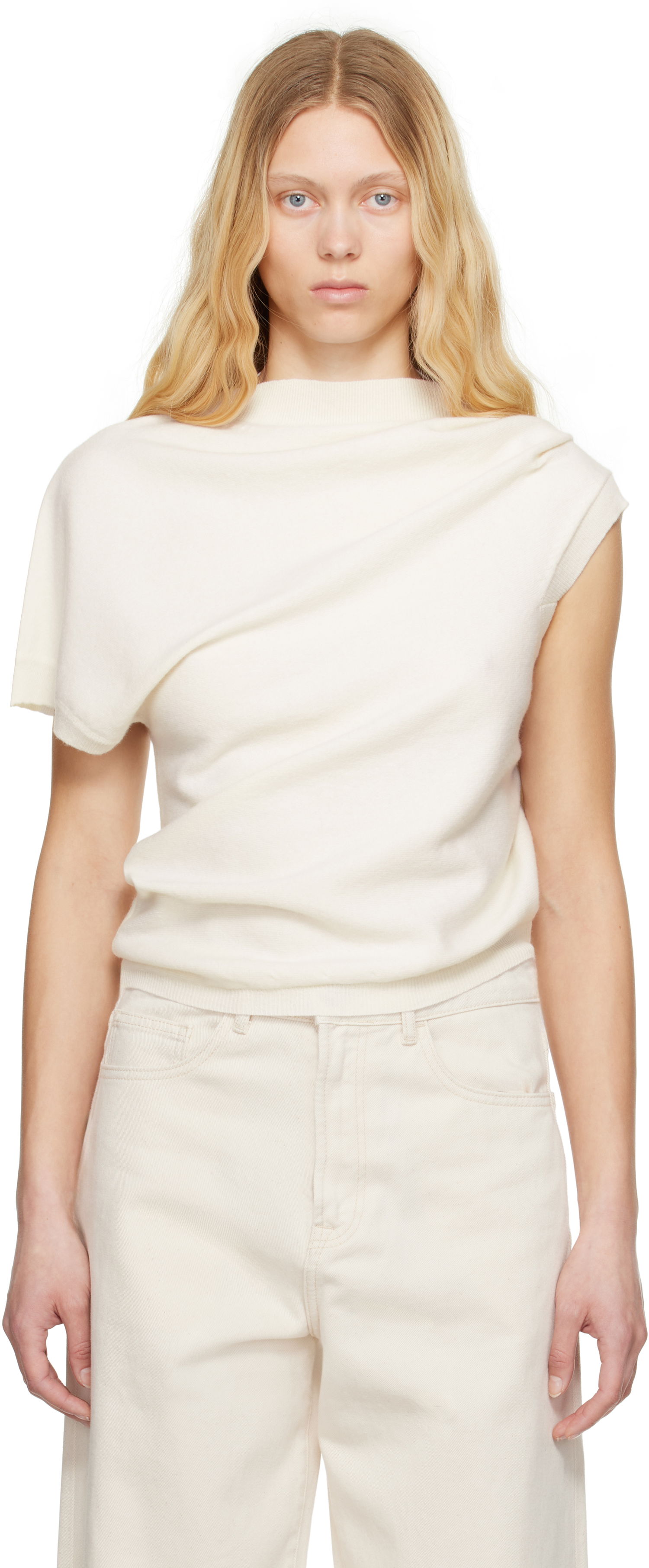 Sveter Róhe Róhe Deconstructed Knitted T-Shirt Biela | 415-23-337, 0