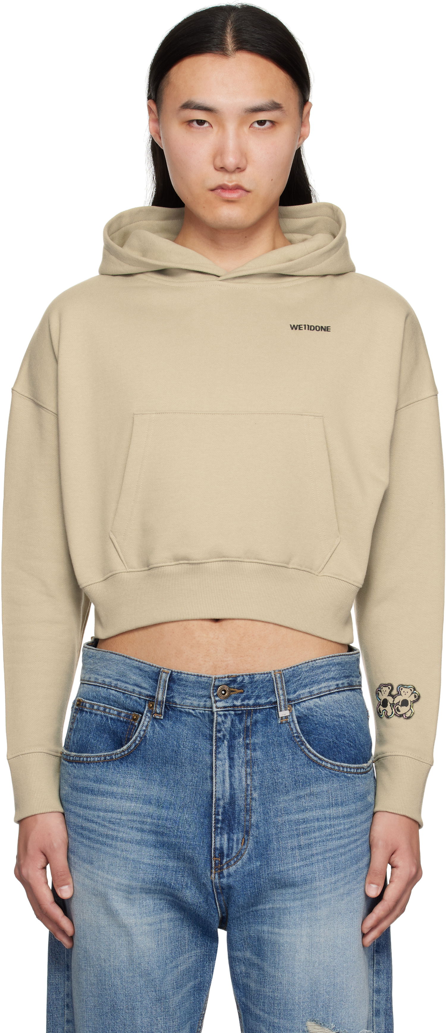 Mikina We11done We11done Teddy Twins Cropped Hoodie Béžová | WD-TH0-25-841-U-KK, 0