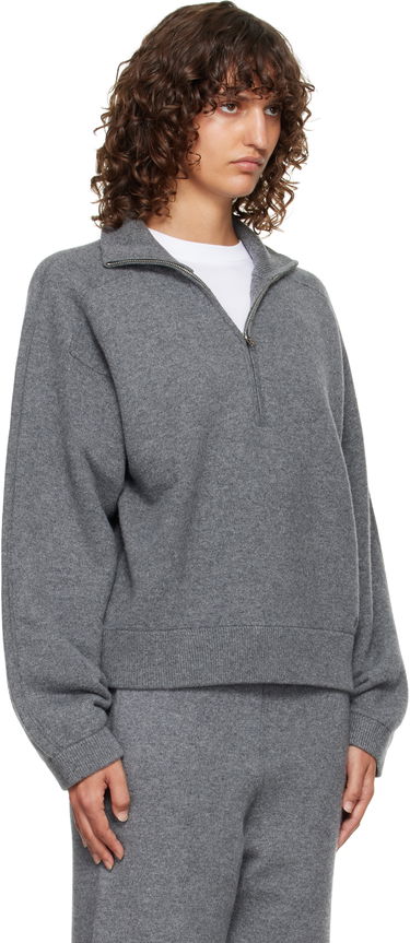 Sveter Loulou de Saison Loulou de Saison Cashmere Quarter-Zip Sweater Šedá | DRIES, 1