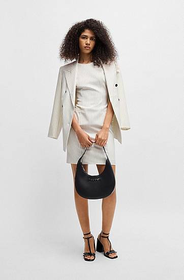 Šaty BOSS Stretch Pinstripe Shift Dress Biela | 50537627, 1