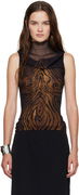 Jean Paul Gaultier Double Layered Wood Print Tank Top