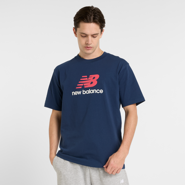 Tričko New Balance Men's Essentials Stacked Logo T-Shirt Navy | NBMT51500NNY, 0