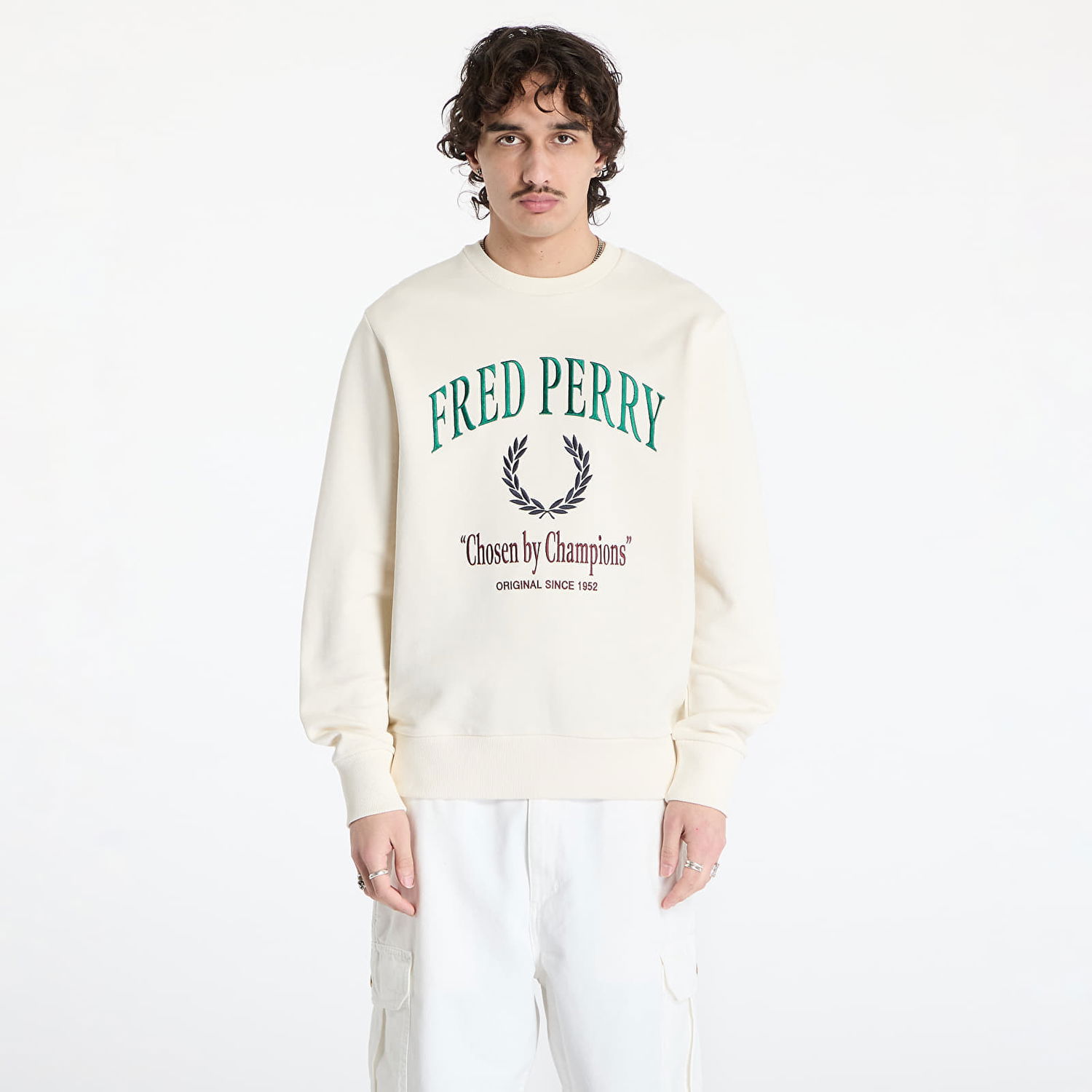 Sveter Fred Perry Fred Perry Embroidered Champion Sweatshirt Béžová | M9891 560, 0