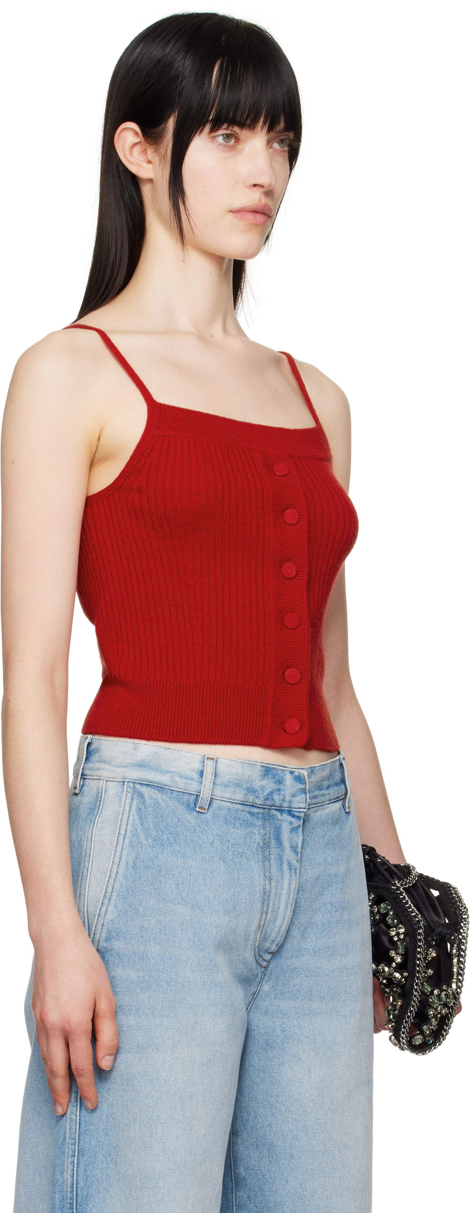 Tielko Dries Van Noten Dries Van Noten Wool Straight Neck Tank Top Červená | 251-011209-1713, 1