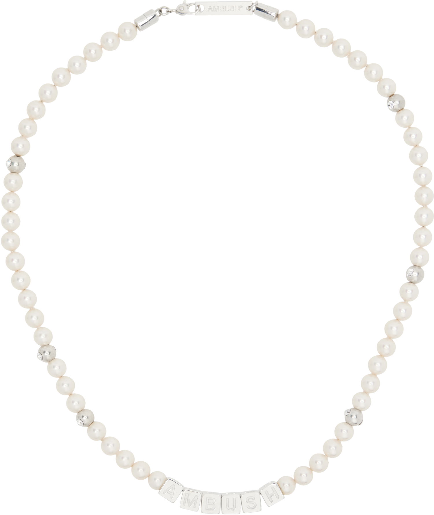Náhrdelník Ambush AMBUSH Pearl Letterblock Necklace Biela | BMOB004F24SIL0017200, 0