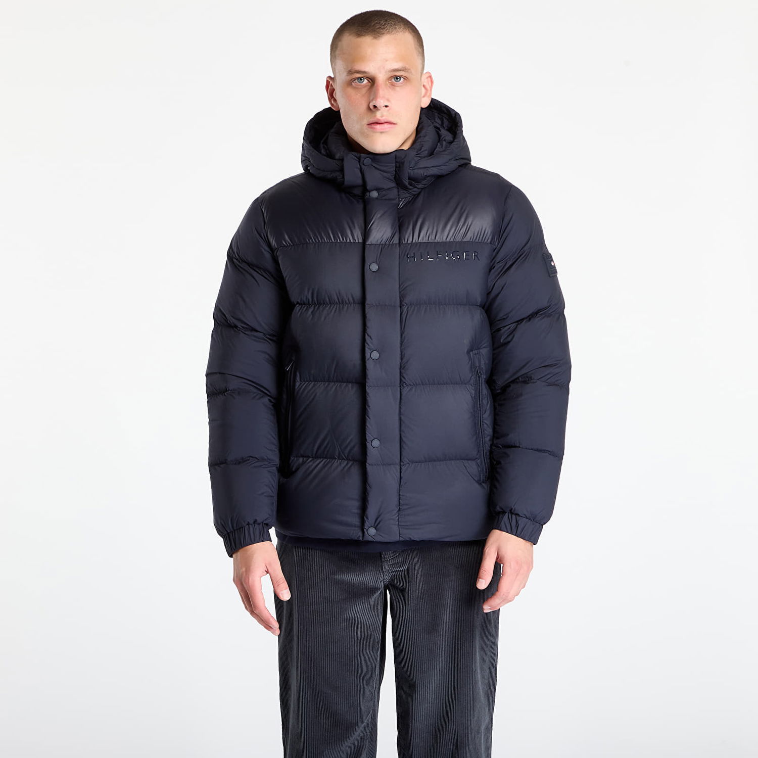 Prešívaná bunda Tommy Hilfiger Jacket Mix Down Hooded Puffer Desert Sky Navy | MW0MW40613-DW5, 0