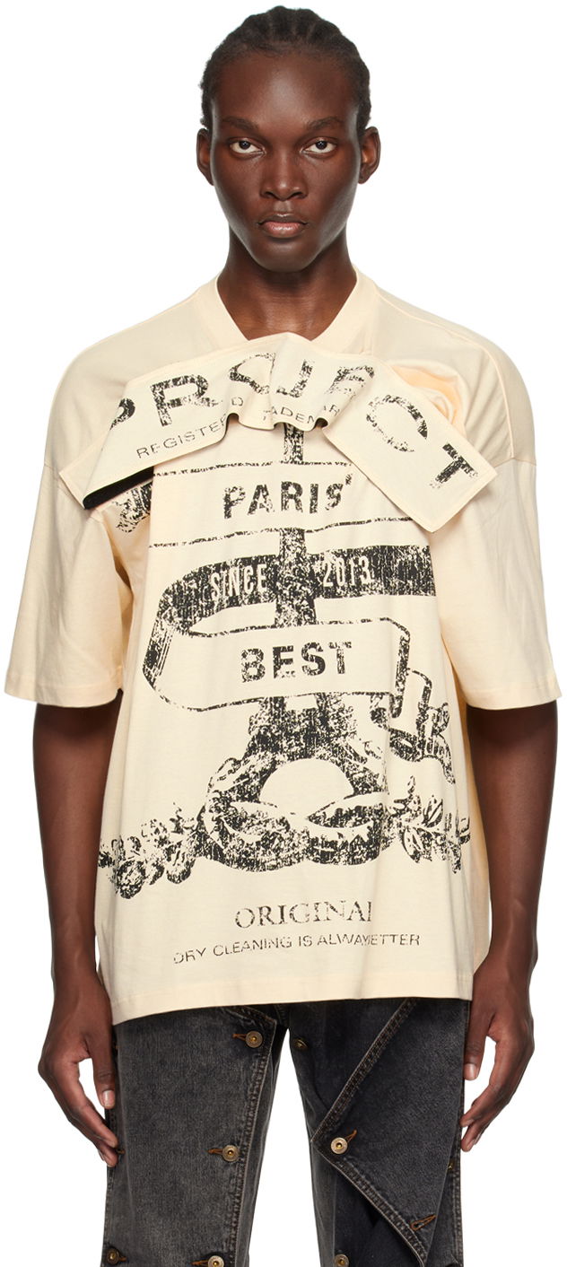 Tričko Y/PROJECT Velcro 'Paris' Best' T-Shirt Béžová | 204TS017, 0