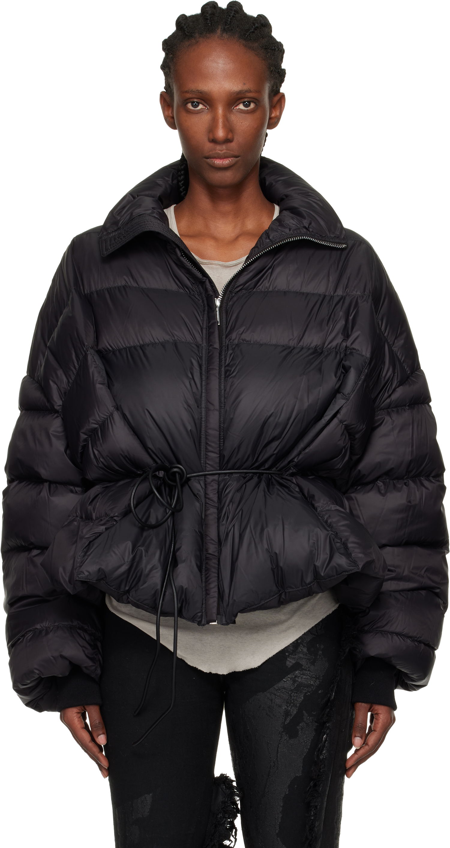 Prešívaná bunda Rick Owens Concordians Sail Down Puffer Jacket with Drawstring Waist Čierna | RP02E4769 NPD1, 0