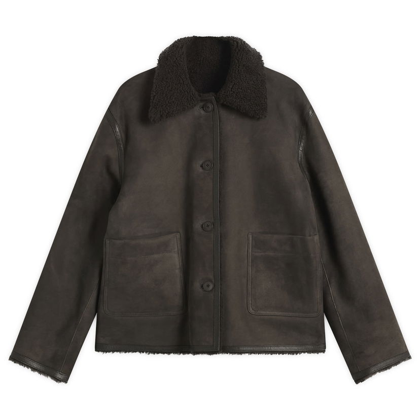Bunda CLOSED Button-Front Shearling Jacket with Patch Pockets Hnedá | C97520-82F-22-140