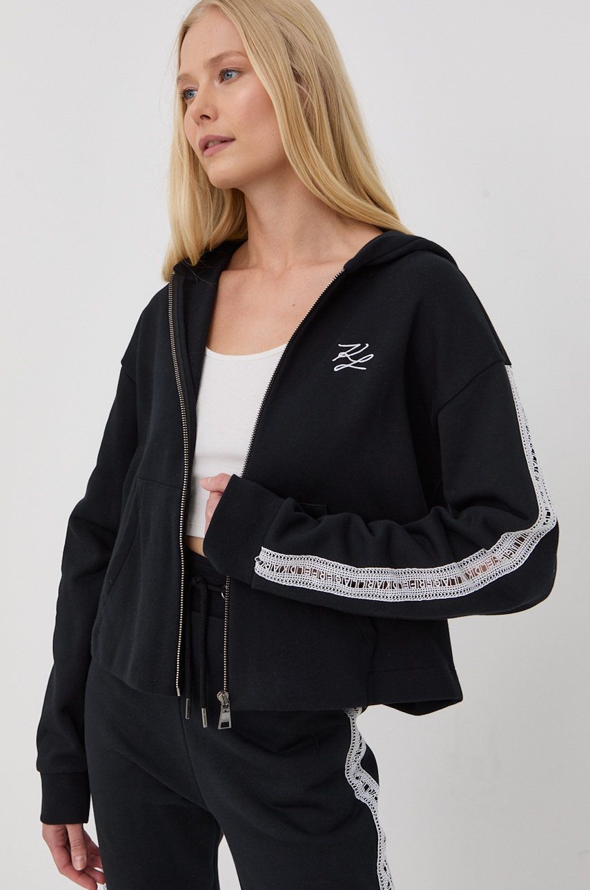 Mikina KARL LAGERFELD Logo Tape Zip Up Hoodie Čierna | 221W1802, 0