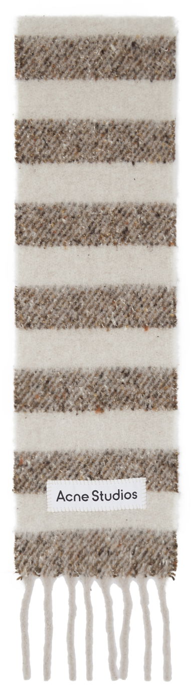 Šál Acne Studios Acne Studios Narrow Stripe Alpaca Scarf Béžová | CA0358-, 0