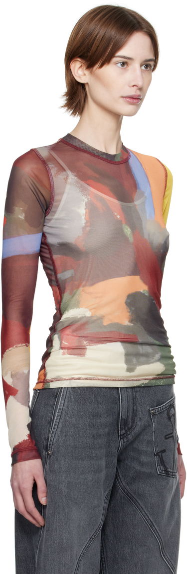 Tričko JW Anderson JW Anderson Abstract Print Sheer Long Sleeve T-Shirt Rôznofarebný | JO0138-PG1723, 1
