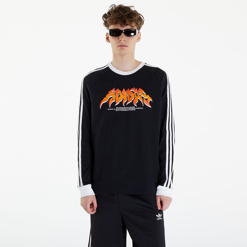 Tričko adidas Originals Flames Long Sleeve Tee Black/ White Čierna | IS0206