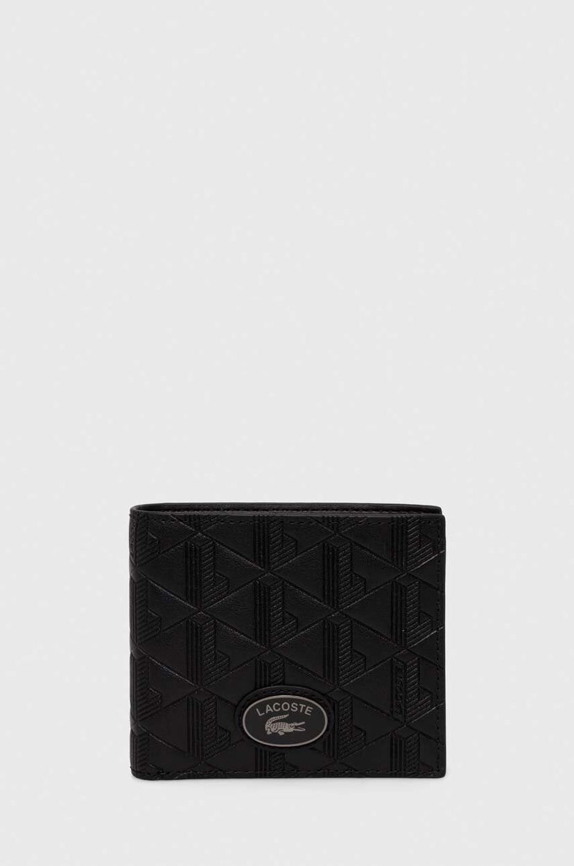 Peňaženka Lacoste Geometric Pattern Leather Bifold Čierna | NH4400MR