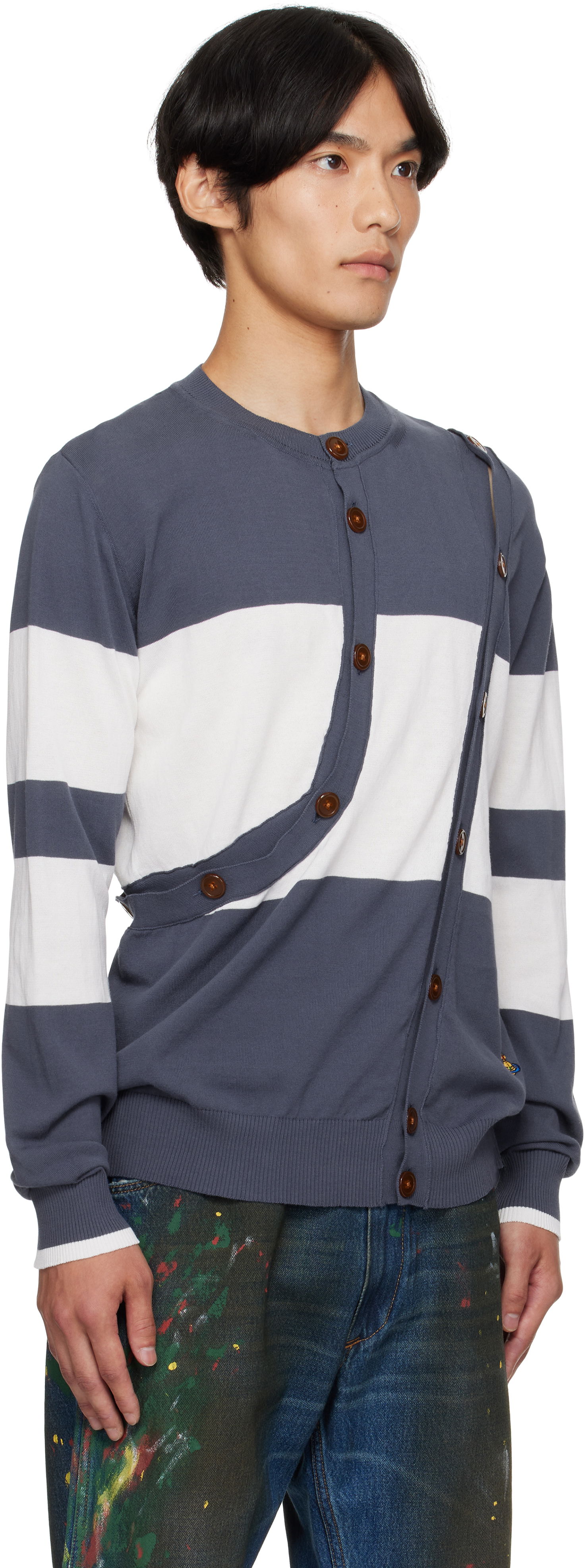 Sveter Vivienne Westwood Vivienne Westwood Ollie Striped Cardigan Navy | 2701002H-Y003F-, 1