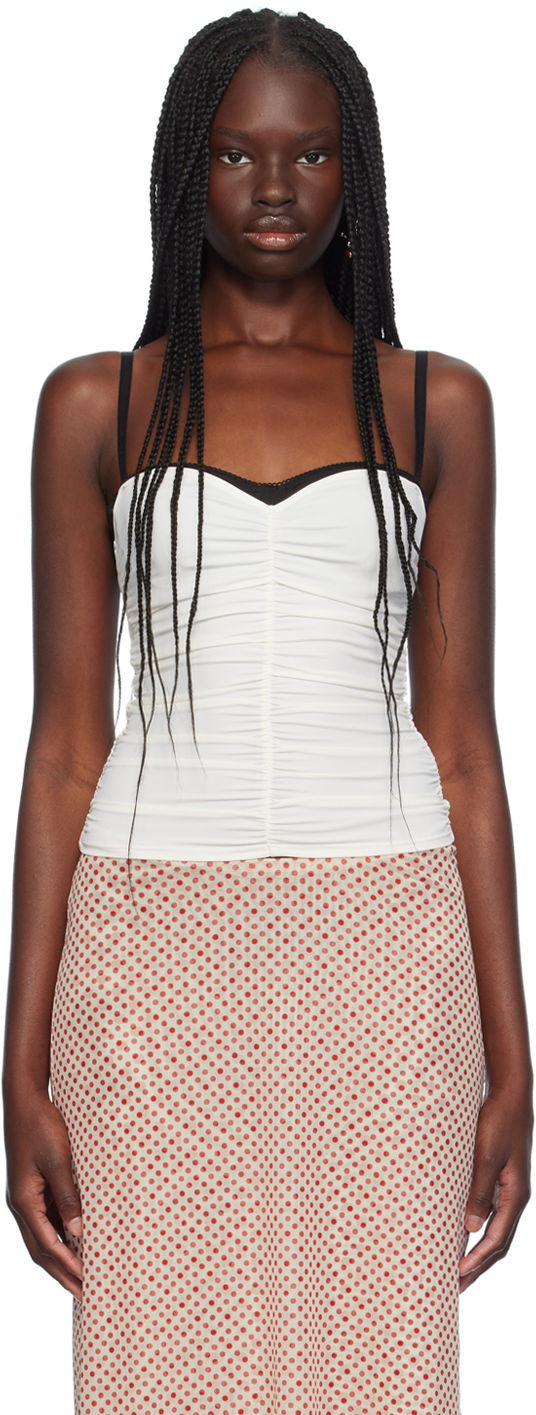 Tielko Miaou Miaou Renzo Ruched Cami Tank Top Biela | 7064TKCRM, 0