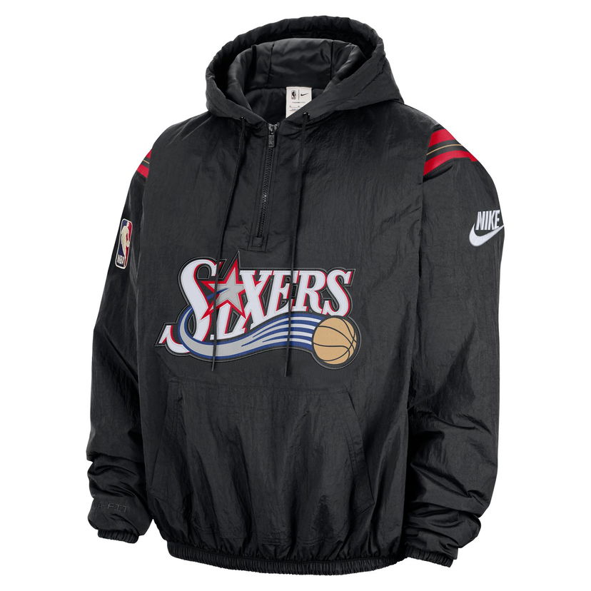 Mikina Nike Therma-FIT NBA Philadelphia 76ers Hardwood Classics 1/2-Zip Hoodie Čierna | HQ5334-010