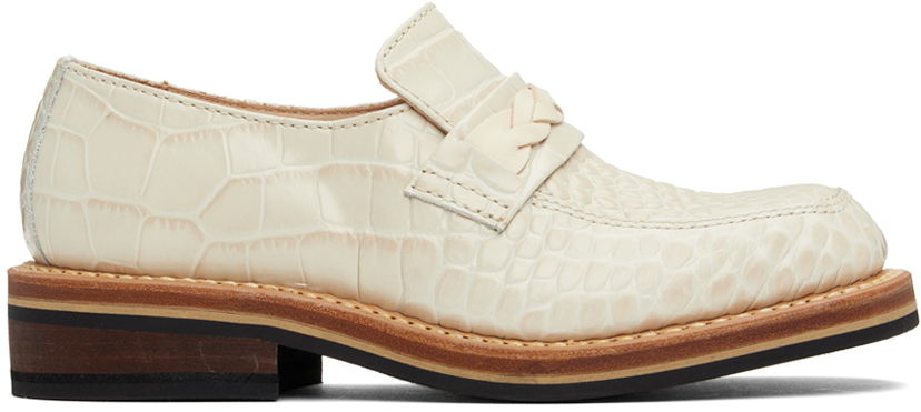 Tenisky a topánky OUR LEGACY Nakano Braided Croc-Embossed Loafers Biela | A4247NVC
