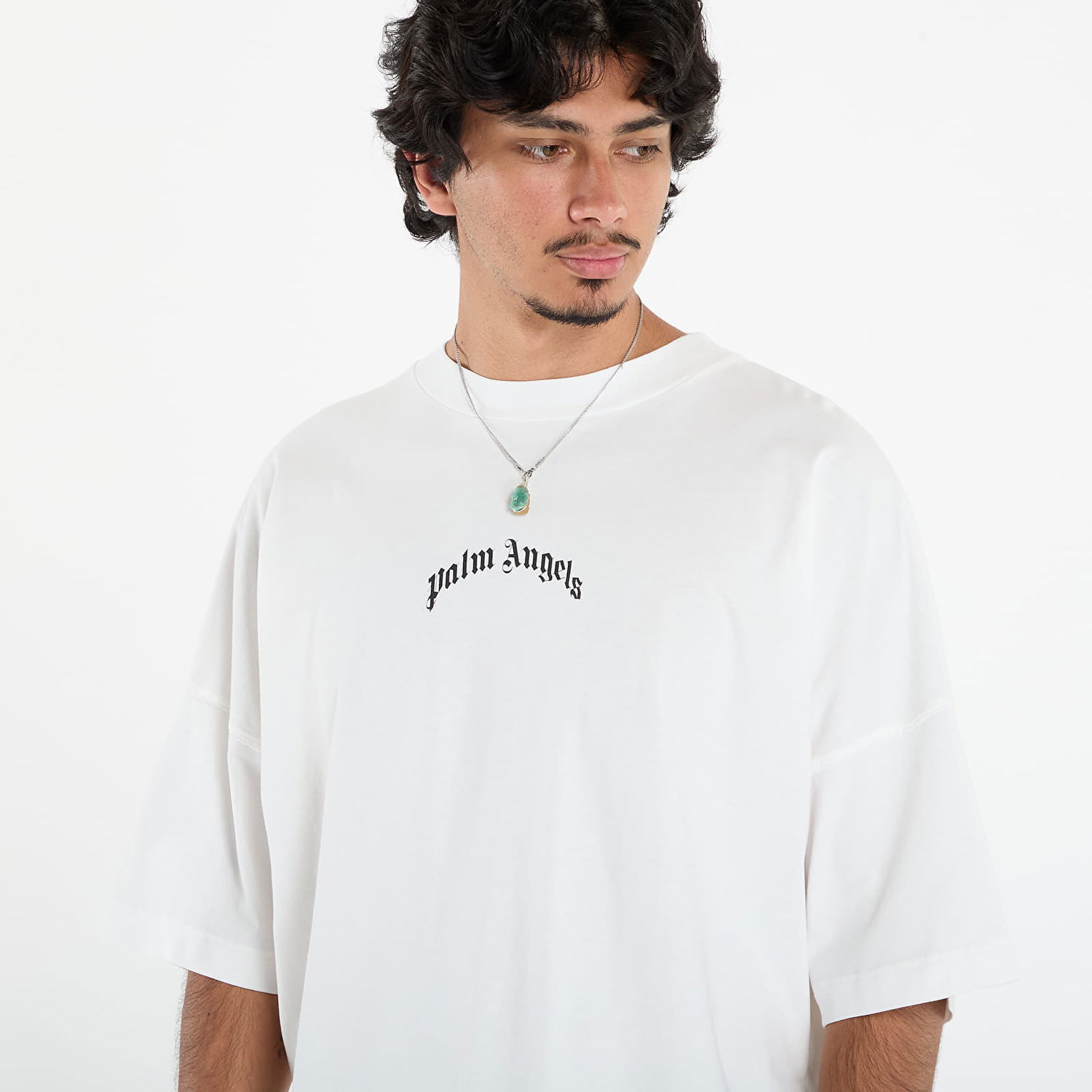 Tričko Palm Angels Palm Angels Back Curved Logo Over Tee Biela | PMAA10BF25JER0010310, 1