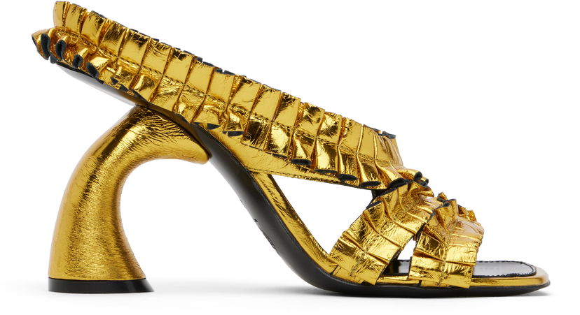 Doplnky Dries Van Noten Dries Van Noten Ruffled Heeled Sandals Metalická | WS251-1566-207