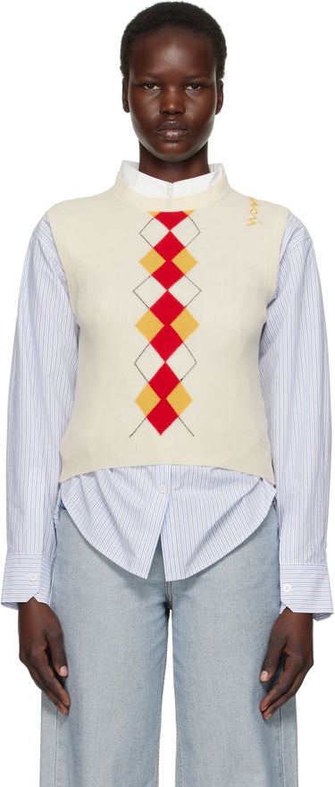 Sveter Marni Marni Argyle Knit Vest Biela | GCMD0591Q0 UFH546, 0