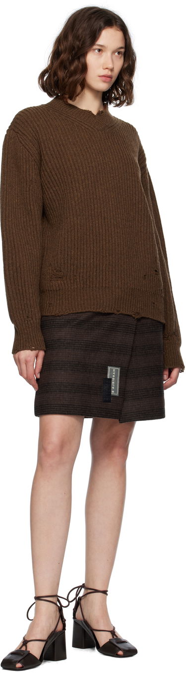 Sukňa Maison Margiela MM6 Maison Margiela Checked Wool Blend Miniskirt Hnedá | S52MC0013 M35472, 3