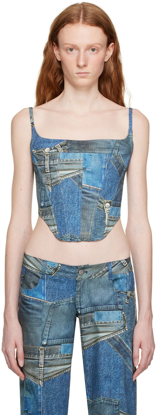 Tielko Miaou Miaou Venus Patchwork Denim Camisole Top Modrá | 7040SCDEN, 0
