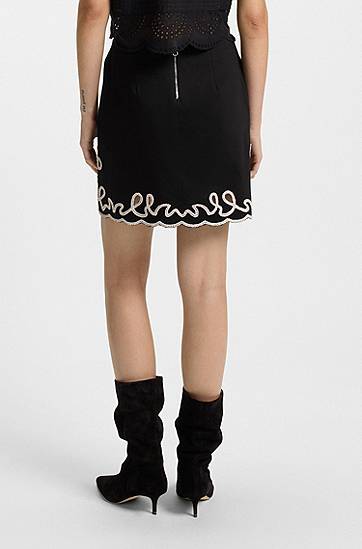 Sukňa BOSS Embroidered Mini Skirt Čierna | 50540412, 1