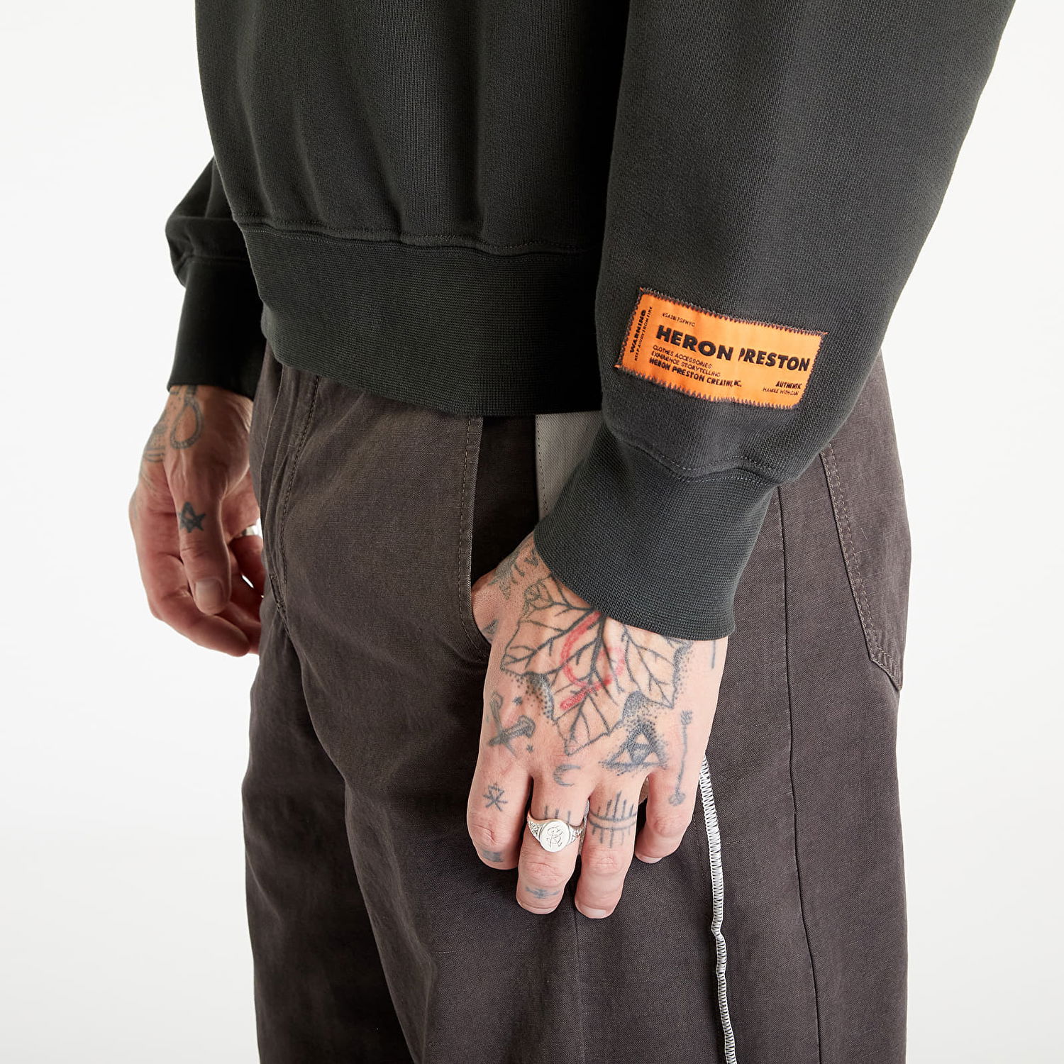 Sveter HERON PRESTON Burn Crewneck Zelené | HMBA020F23JER0071050, 1
