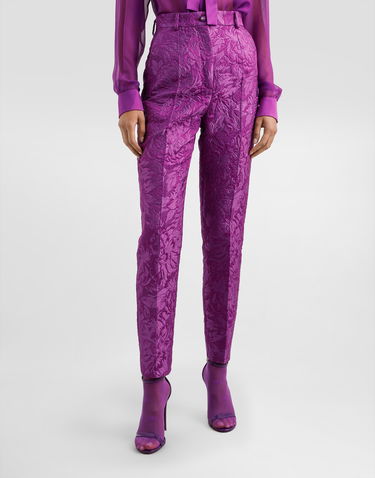 Nohavice Dolce & Gabbana Dolce & Gabbana Peony-Motif Brocade Trousers Fialová | FTAM2THJMQOF0571, 3
