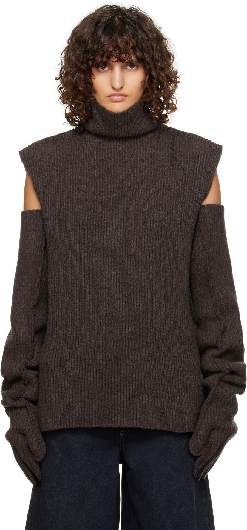 Sveter Marni Turtleneck Ribbed Wool Hnedá | DVMD0183A0 UFWH22